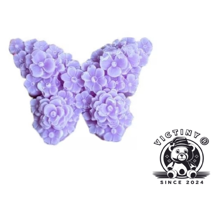 Set 10 marturii botez fluture mov, 7 grame, ceara din soia, parfumate