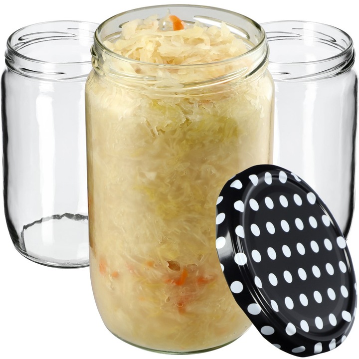 Borcane de conserve KADAX Niva 720ml, set 8 buc, 82mm, capace incluse, transparente