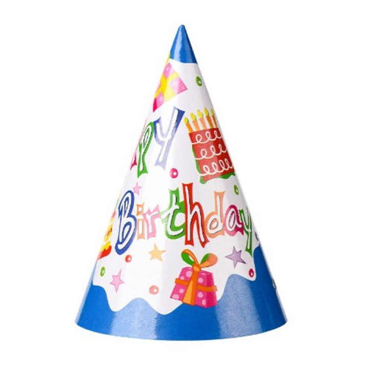 Set 6 Coifuri, Leski, Petrecere Copii, din Carton, 20 x 13.5 cm, Model 1 Happy Birthday, Multicolor