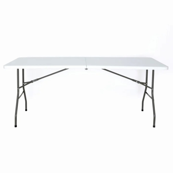 Masa pliabila 4 persoane din otel si HDPE Wertcraft KJC2061, 180x70x74 cm, culoare alba