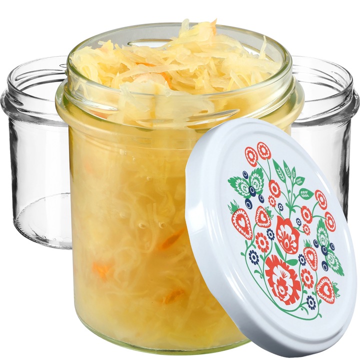 Borcane 350 ml cu capace, KADAX, set 10 buc, rezistente la temperaturi ridicate, transparente