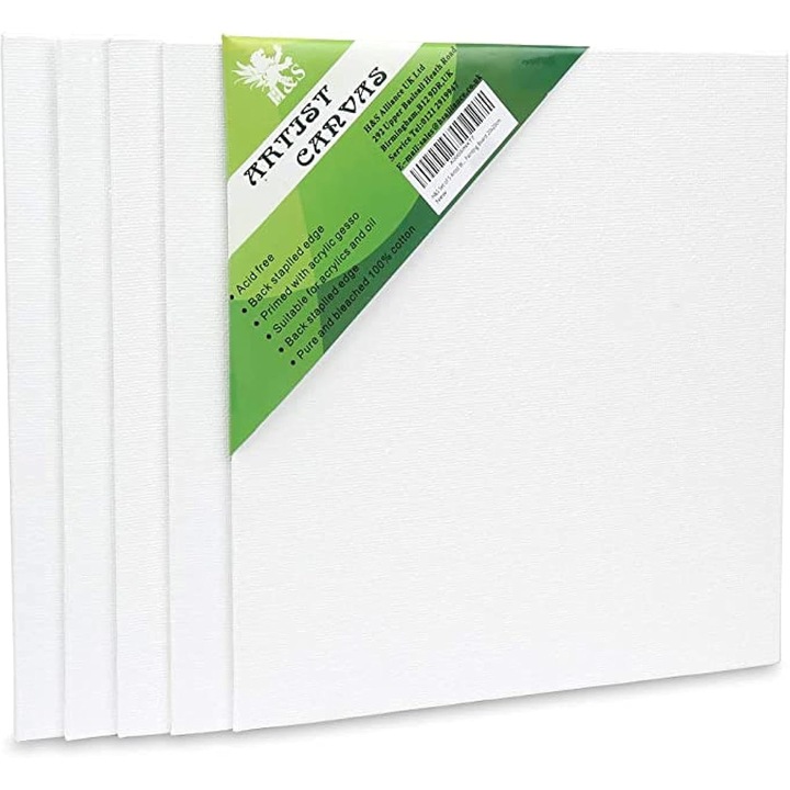 Set 5 panze pictura H&S, 20x20cm, bumbac 100%, rama lemn pin