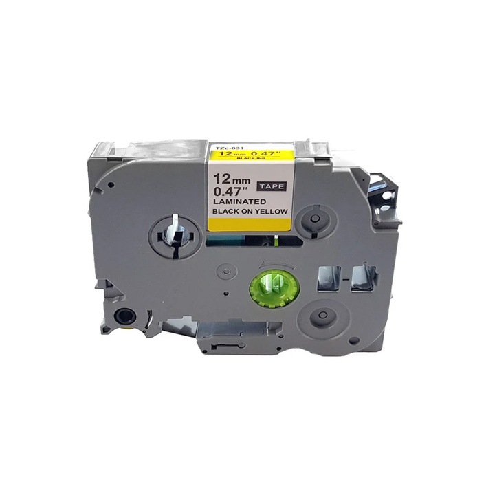Banda de etichete GraphiteK compatibil cu Brother TZe-631, negru/galben, 12 mm x 8 m