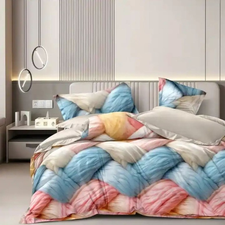 Dupla finet ágynemű, gumis lepedő 180x200 cm, 6 részes, Különleges ágyneműk, Pasztell Patchwork