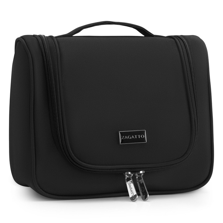 Козметична чанта за пътуване Zagatto® Черна, с кука за закачане, водоустойчива, органайзер за козметика и гримове, за мъже и жени, ZG1104