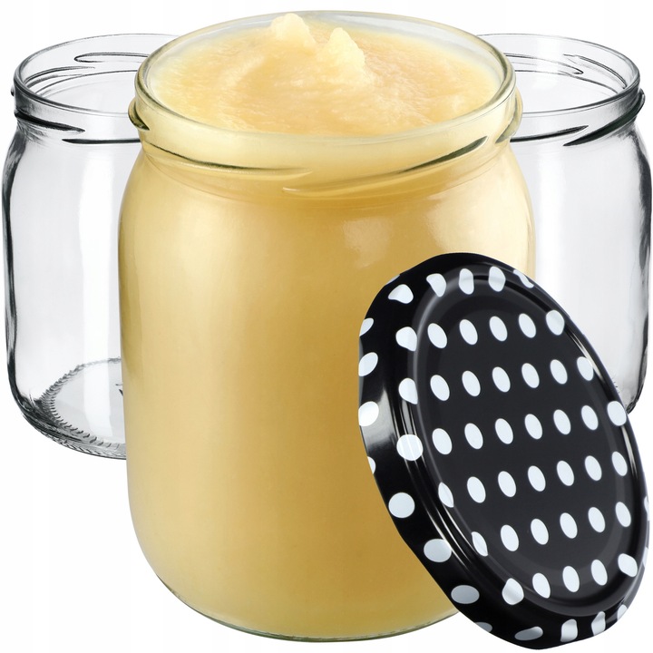 Set borcane 540ml cu capace, KADAX, rezistente la temperaturi ridicate, 8 bucati, 82mm, transparente