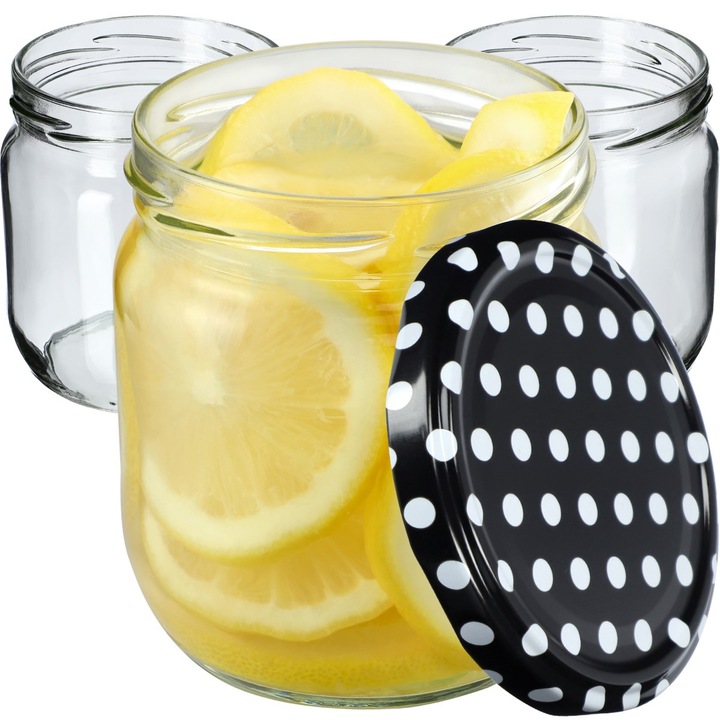 Set borcane din sticla KADAX 425ml, 6 buc, capac tip twist