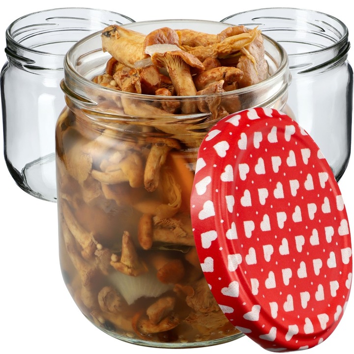 Borcane KADAX 425ml set 6 buc, capac tip twist, transparent, rezistente la temperaturi ridicate