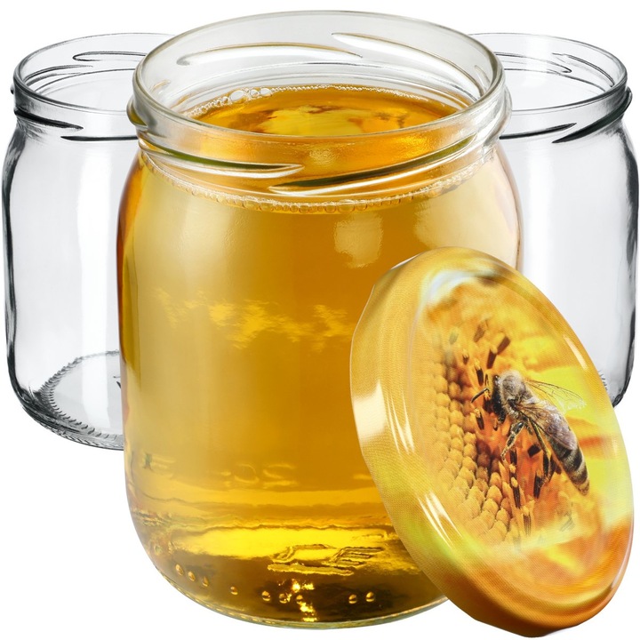 Set borcane KADAX 540ml, 8 buc, sticla, capac tip twist, multicolor