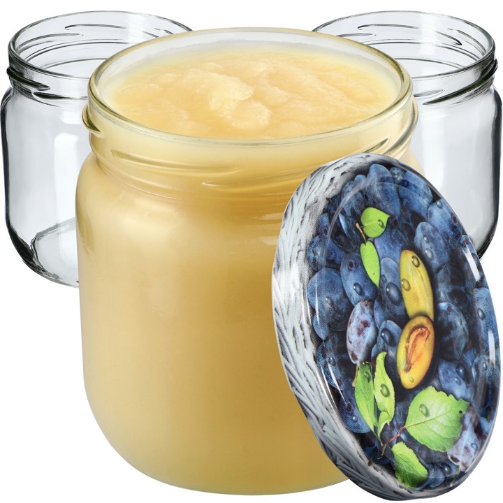 Set borcane din sticla KADAX 425ml, 6 buc, capac tip twist, diverse modele