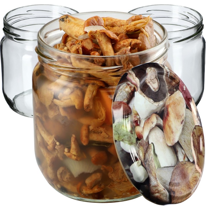 Set borcane din sticla KADAX 425ml, 6 buc, capac tip twist, diverse modele