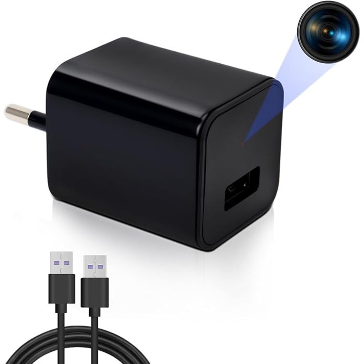 Incarcator cu camera ascunsa Full HD 1080P, VD005, WIFI, vedere nocturna, detectarea miscarii, monitorizare video in timp real, negru