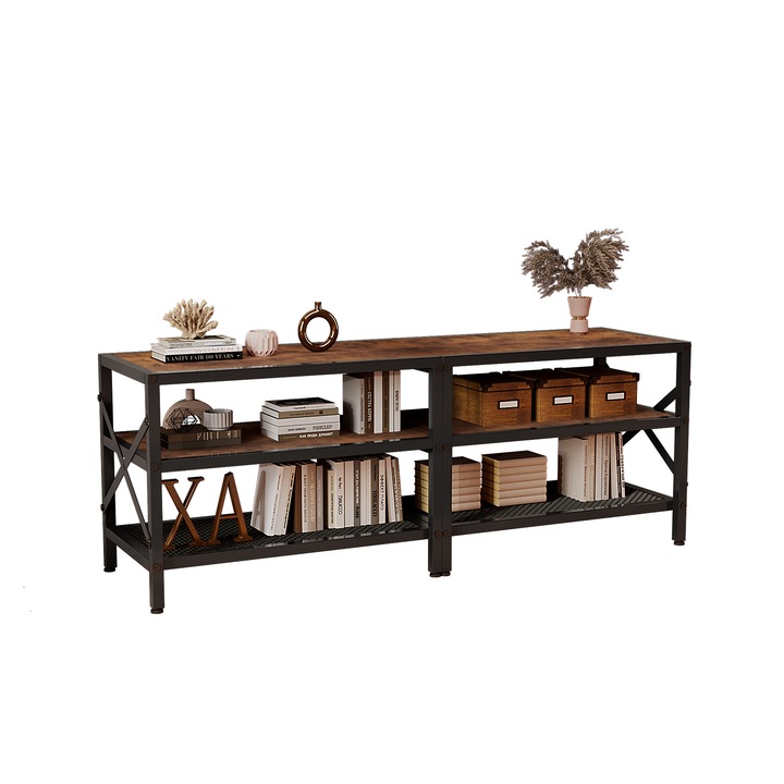 Dulap TV pentru televizor, suport vintage pentru sufragerie, maro rustic, 140 cm MUVU