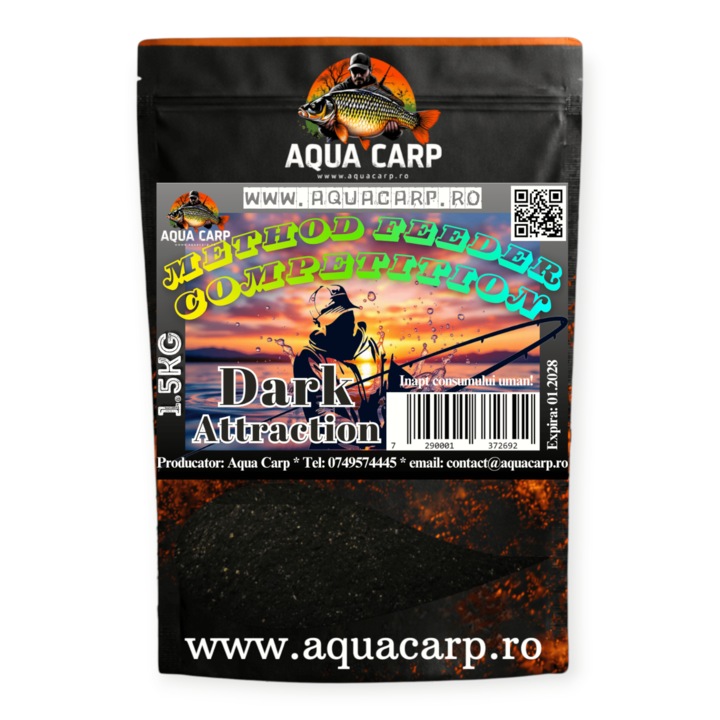 Nada Aqua C AquaCarp Method Feeder Competition Dark Attraction 1.5Kg, culoare inchisa, ambalaj cu sistem zip