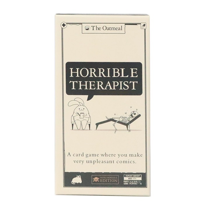 Társasjáték, HORRIBLE THERAPIST, humoros interakció, kreatív kifejezés, felnőtteknek, partiszett