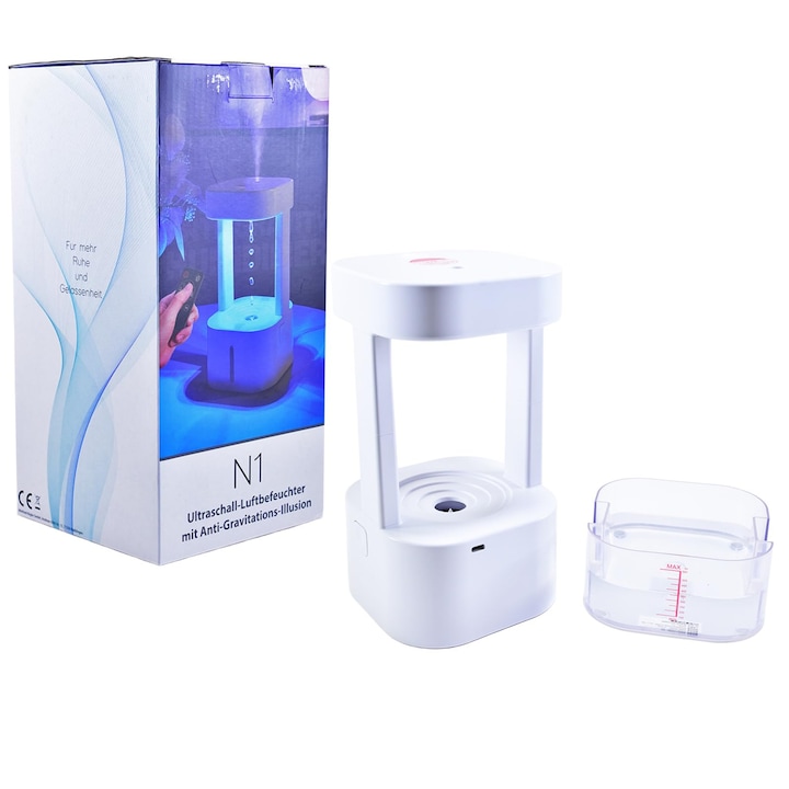 Umidificator cu ultrasunete SUNTEC Monsun 2500 moodlight, Difuzor de arome cu rezervor de apa de 2 litri, Umidificator de camera pana la cca. 25 m2, Nebulizator cu 3 niveluri de ceata, oprire automata si iluminare LED, deosebit de linistit