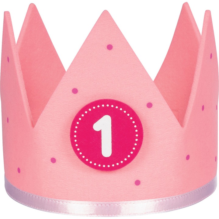 Розова корона за рожден ден с номера 1-6 от текстил за момичета