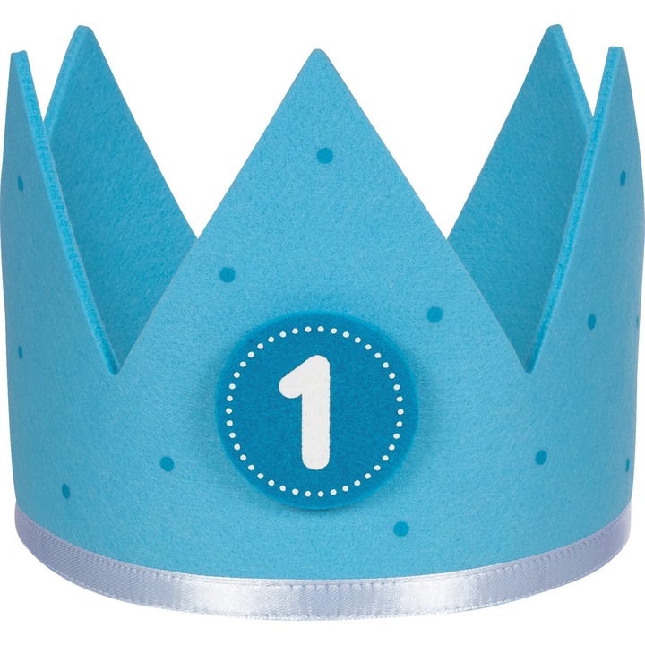 Синя корона за рожден ден от текстил с цифри 1-6 за момчета