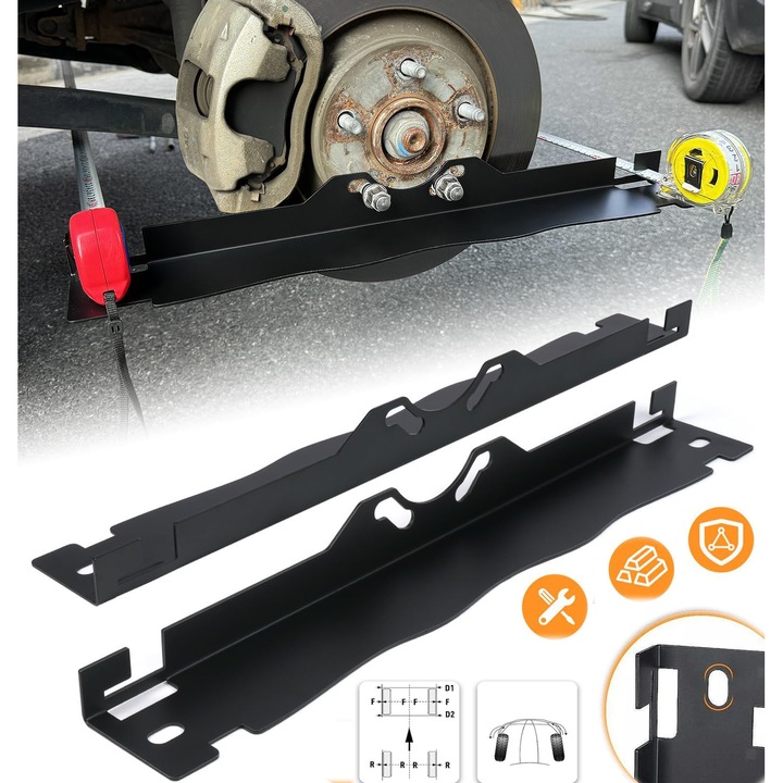 Instrument pentru alinierea rotilor， 2 bucati, negru, Scule auto，Instrument de aliniere a rotilor din otel inoxidabil, masurare precisa, design special al canelurilor, reglare a sinei