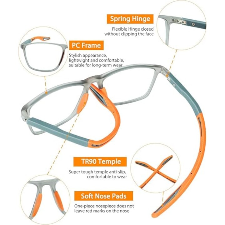 Ochelari de vedere progresivi multifocali, lentile fotochromice si cu filtru de lumina albastra, design cu rama completa, culoare neagra, marime standard