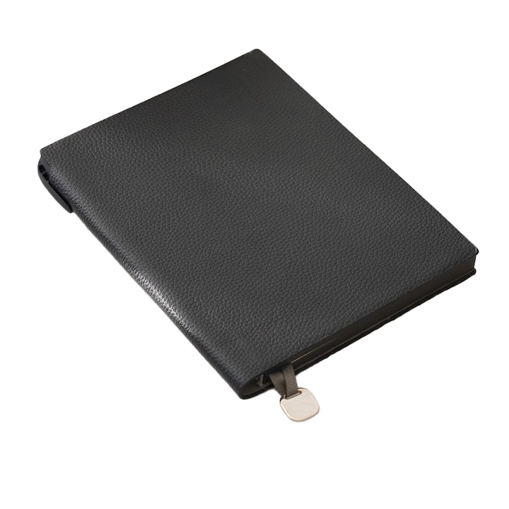 Caiet A5, Aiorber, design minimalist, 200 de pagini, cu pandantiv metalic, pagini interioare ingrosate, finisaj cu textura de piele, fara scurgeri, experienta de scriere fluida, negru