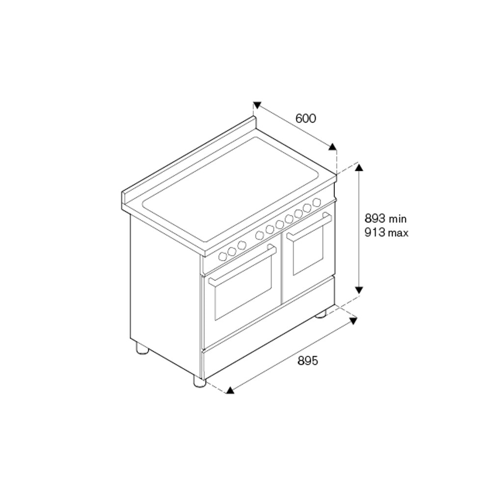 Aragaz cu plita pe inductie Bertazzoni, colectie Master, latime 90 cm, 5 zone, 2 cuptoare electrice 107 l, temperatura reglabila max. 250°C, 11 functii de gatit, convectie, iluminare interioara, termometru integrat, sticla triplustratificata, inox