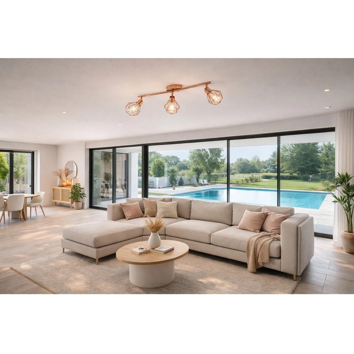 Spot pe bara ZAPATA 95547 3xG9 LED 3W IP20 cupru/sticla alba 3000K 960lm 515mm