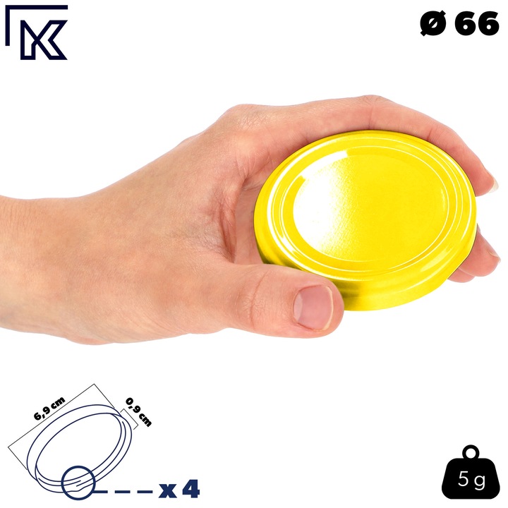 Capace pentru borcane, KADAX, fi 66 mm, set 10 buc, metalice, sigilate, cu model de legume