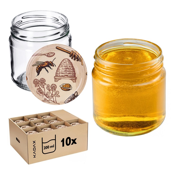 Borcane de conserve KADAX 200ml set 10buc, sticla, capac tip twist 66mm