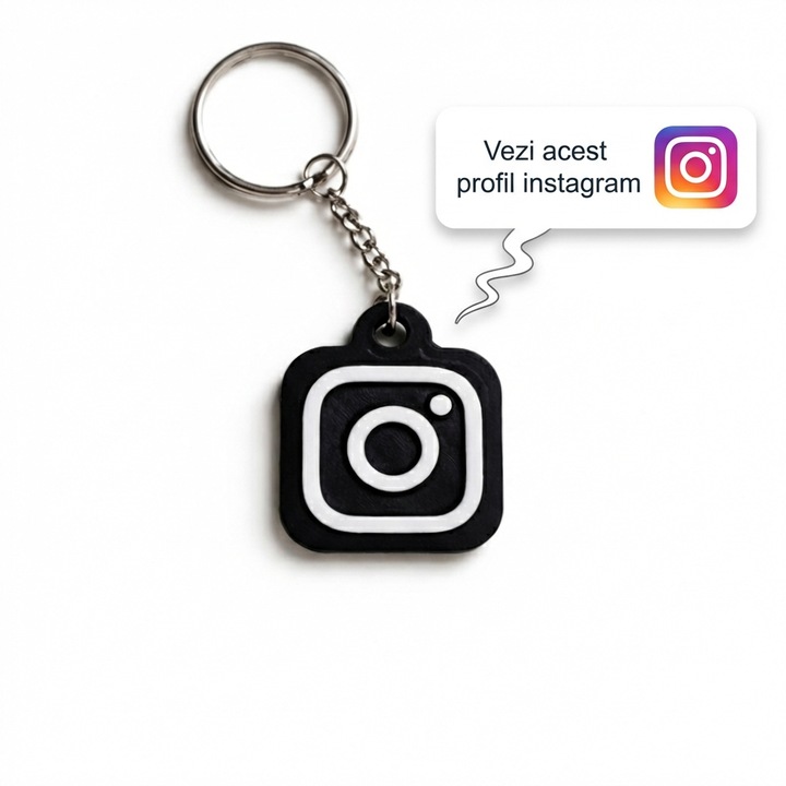 NFC Instagram kulcstartó – Közvetlen link a profilhoz egyetlen érintéssel – Fiók-Üzlet-Vállalkozás-Profil Promóció Érintéssel - Prémium műanyag, fekete