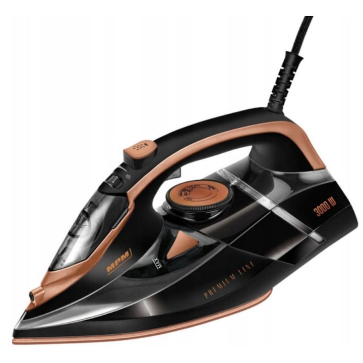 Fier de calcat cu abur, MPM MZE-24-C, 3000 W, 300 ml, 40 g/min, Negru-Bronz