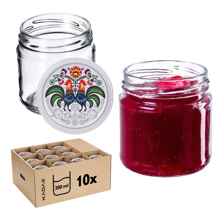 Borcane de conserve KADAX 200ml, set 10 buc, capac tip twist, multicolor