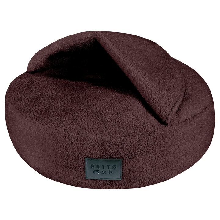 Culcus tip vizuina pentru câini Petto Minku Cozy, 75cm, tesatură boucle, hipoalergenică, antiderapant