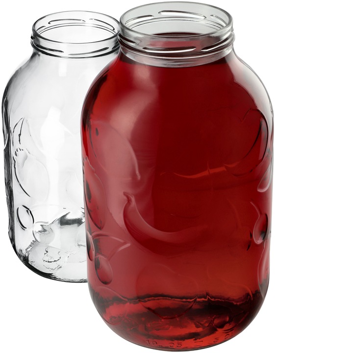 Borcan 5000ml, KADAX, set 2 buc, sticla, rezistent la temperaturi ridicate, capac metalic