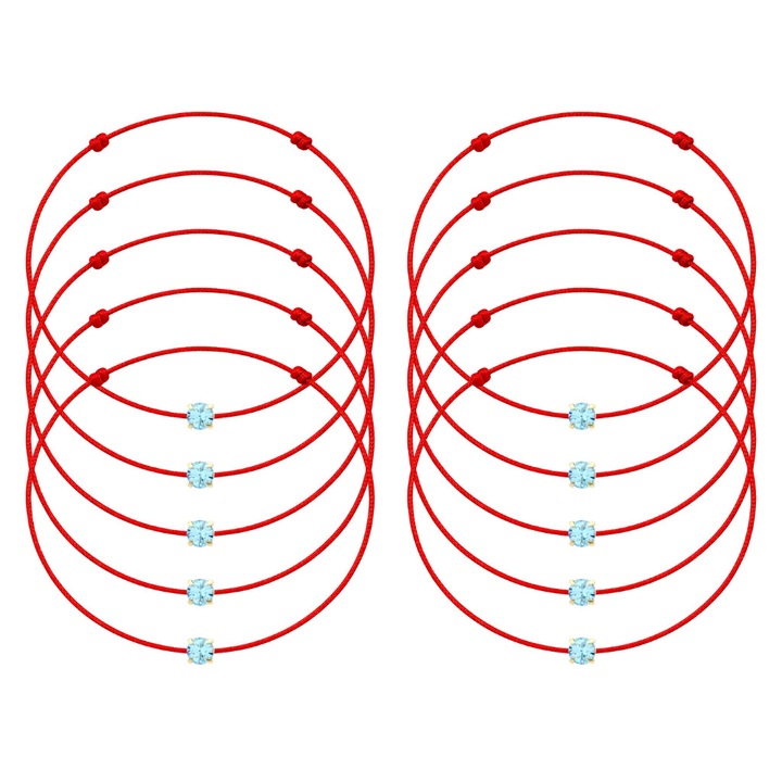 10 Martisoare cu Cristal Preciosa Acvamarin Gold