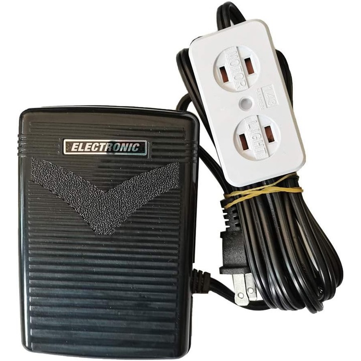 Pedala control viteza/comutator pedala pentru masina de cusut 4C-326C, 3-pini, 110V/120V, cu cablu de alimentare inclus, negru