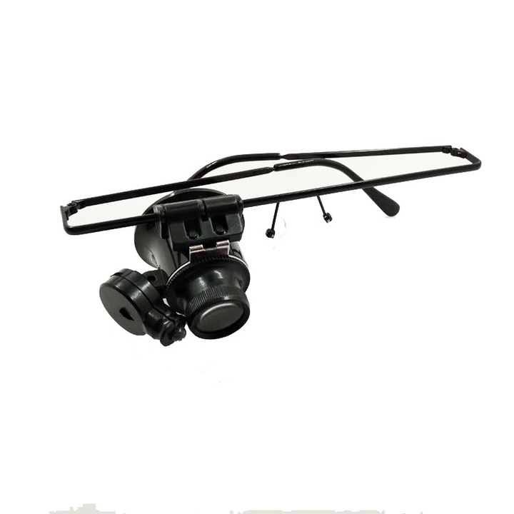 Lupa cu ochelari 9892A, 20X, cu LED, pentru reparatii ceasuri si identificare bijuterii