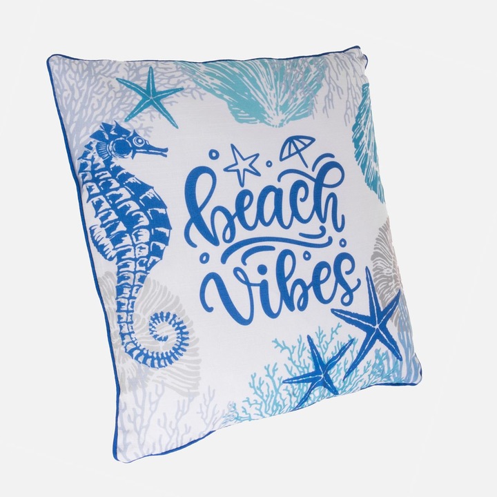 Perna Alb Albastra cu Stele de Mare & Corali 40x40cm