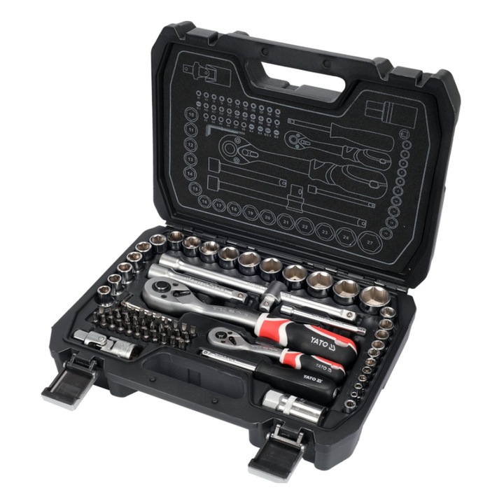 Set scule YATO YT-38782 1/2'' 1/4" 72 buc