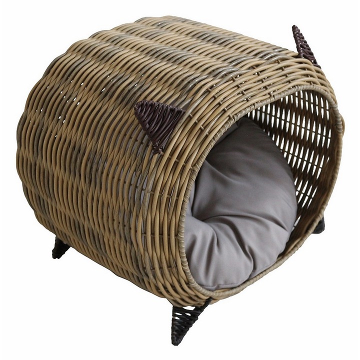 Pat animale plastic maro textil gri 40 x 34 x 40 cm