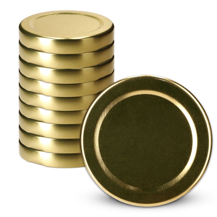 Capace metalice pentru borcane, fi 58 mm, 10 buc, 4 carlige, multicolor