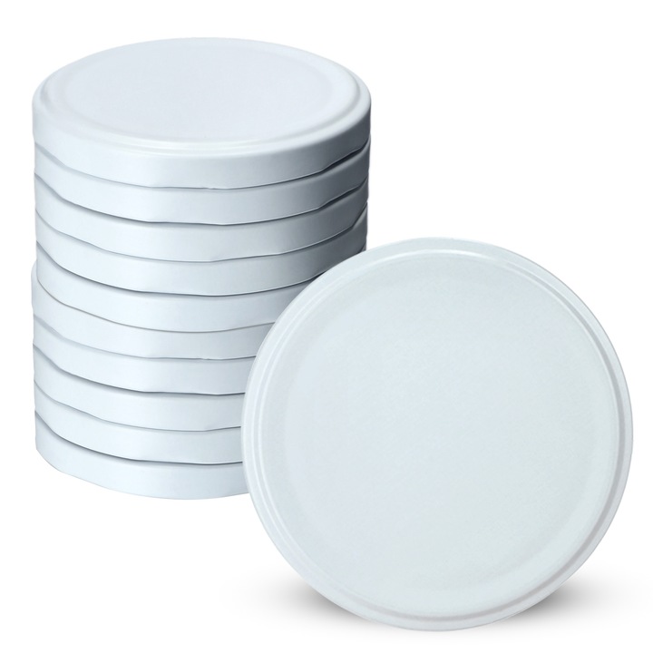 Capace pentru borcane, KADAX, fi 110 mm, set 10 buc, metalice, sigilate, albe