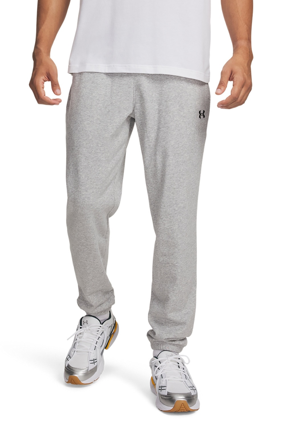 Under Armour, Pantaloni de trening usori din amestec de bumbac Rival, Gri deschis, XL