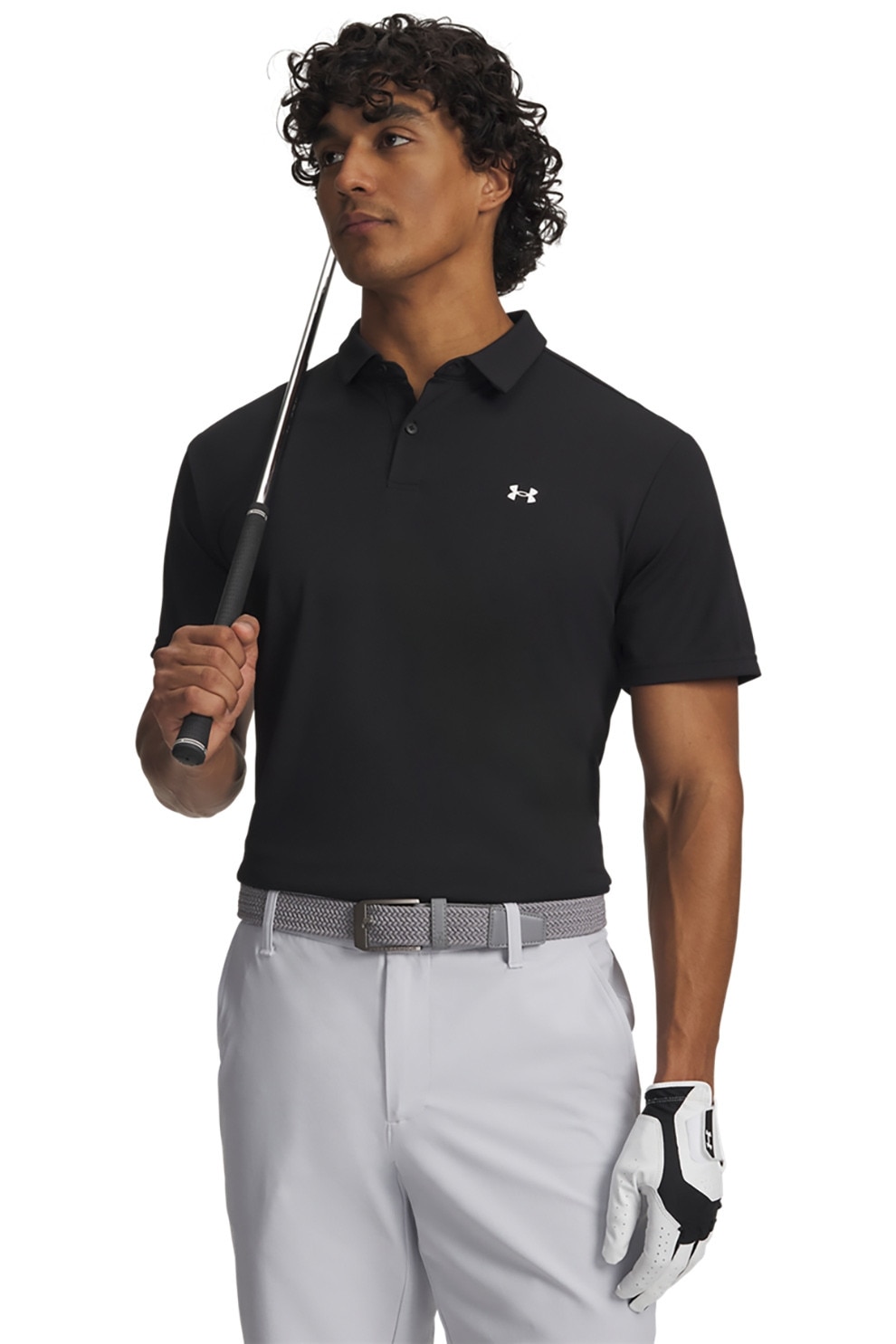 Under Armour, Tricou polo cu logo si protectie UPF, Negru, M