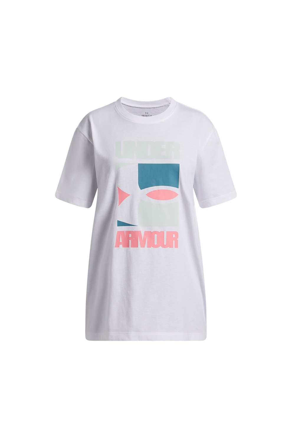 Under Armour, Tricou supradimensionat cu logo, Alb optic, 137-149 CM