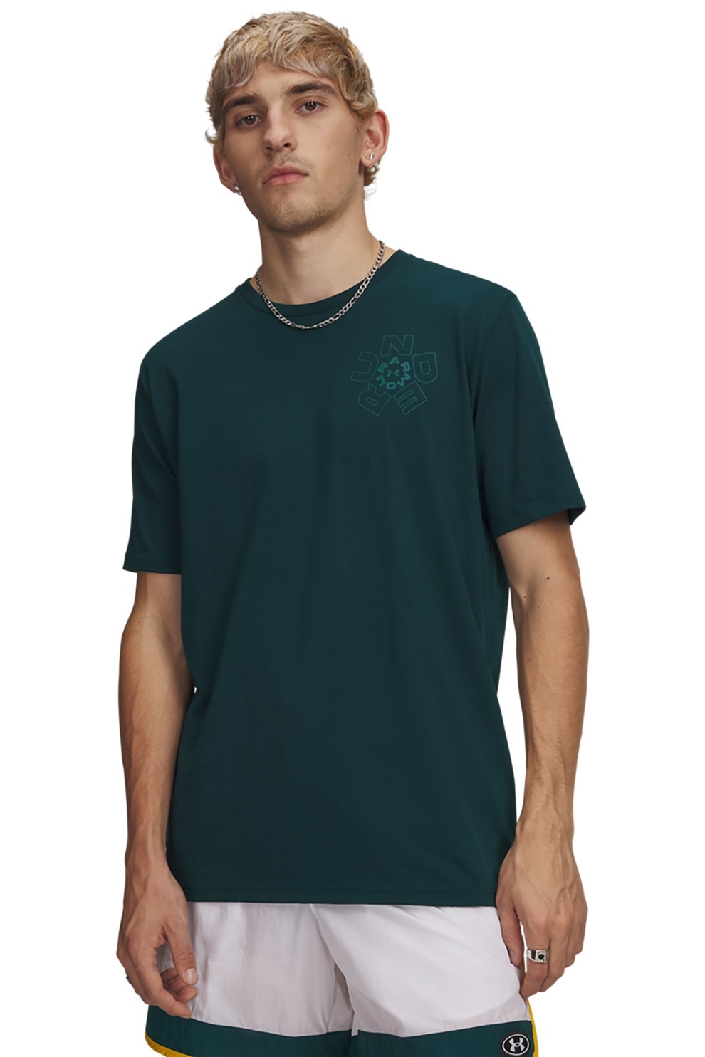 Under Armour, Tricou din amestec de bumbac Radial, Verde englez, XL