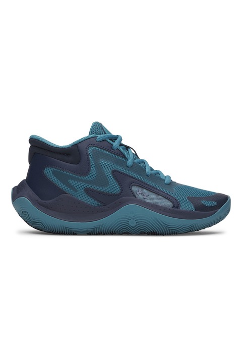 Under Armour, Pantofi mid-cut Jet'25 pentru baschet, Albastru petrol