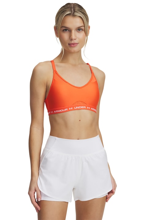 Under Armour, Bustiera crossback cu detalii logo pentru fitness, Portocaliu mandarina