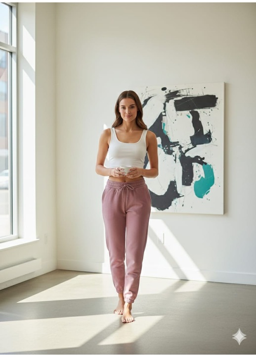 Pantaloni de trening dama 100% bumbac, ROZ, Roz