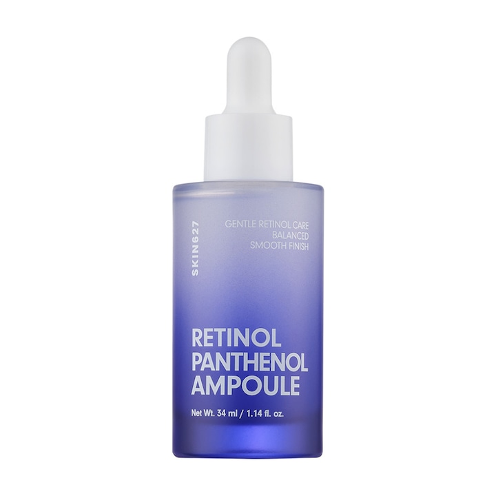 Ser facial concentrat tip ampoule SKIN627 cu Retinol si Panthenol, 34 ml, regenerare si fermitate
